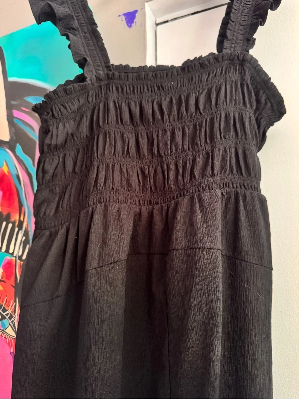 Old Navy Black Smocked Maxi Dress with Ruffle Straps XL - Picture 5 of 7